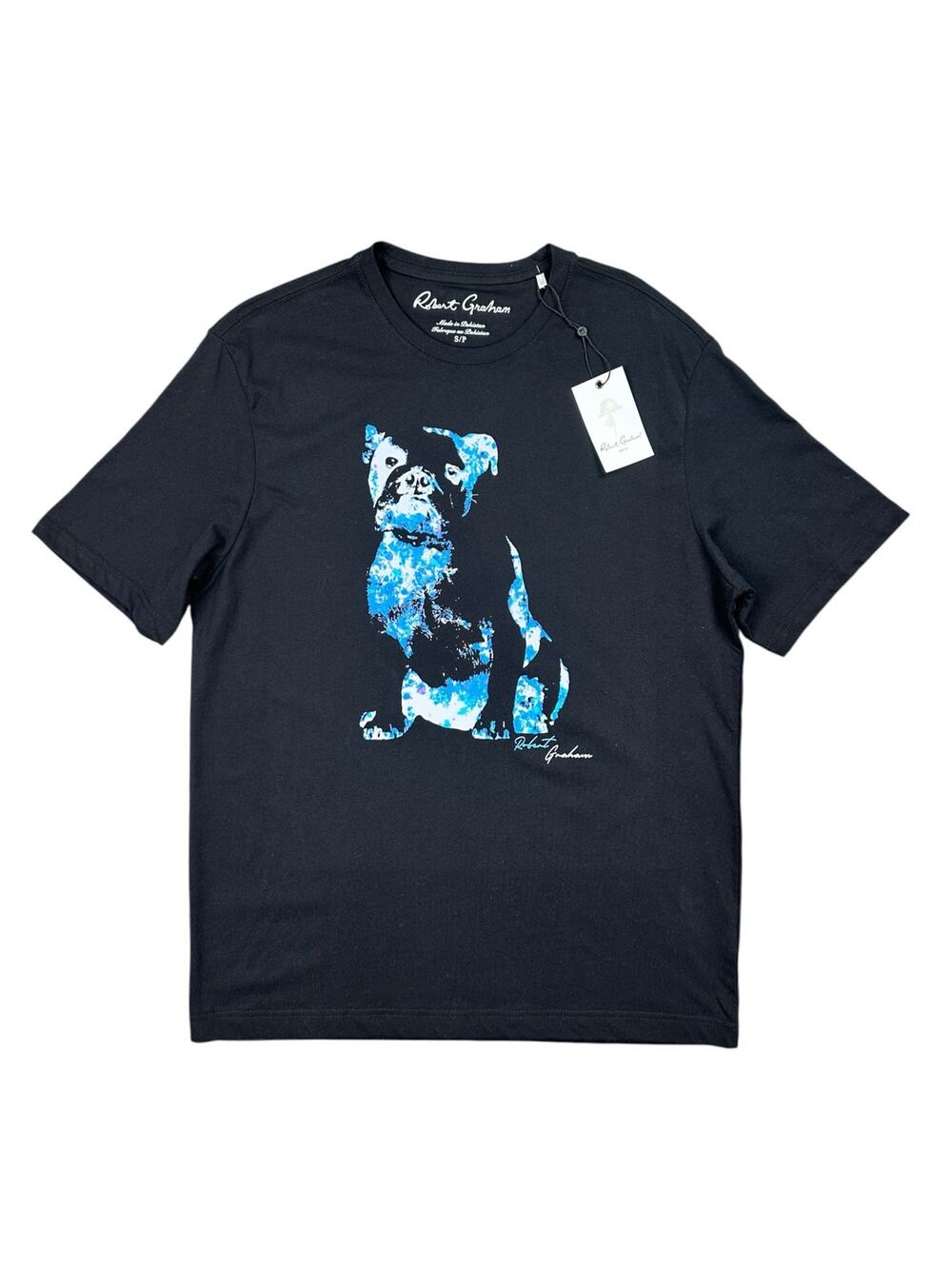 Robert Graham Neon Graham Bulldog Tee Black NWT — Size Small